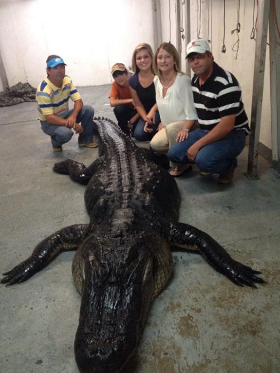 The Stokes family poses with their world record alligator that will soon go on public display.