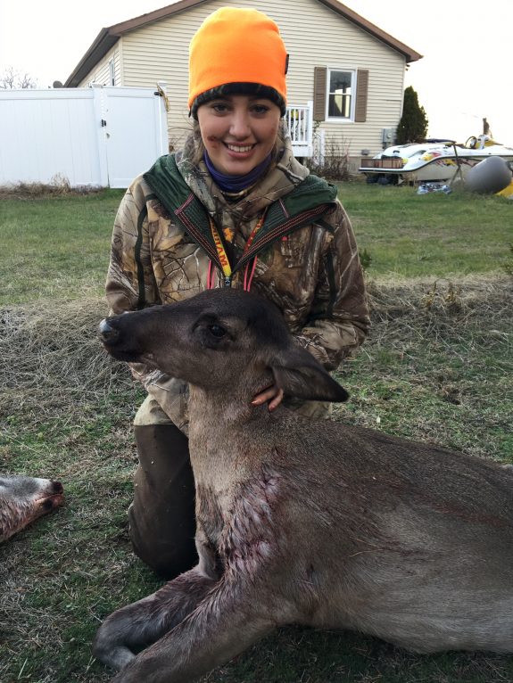 Rebecca, a young woman from New Jersey bagged this rare melanistic whitetail.