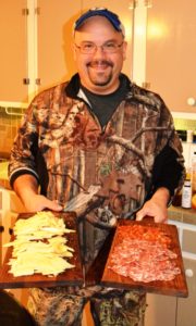 Three varieties of smoked cheese and smoked wild bore salami made awesome appetizers.