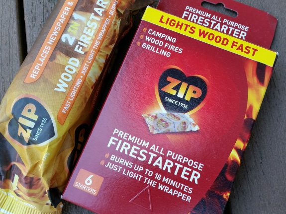Zip Firestarters are light, compact, and inexpensive.