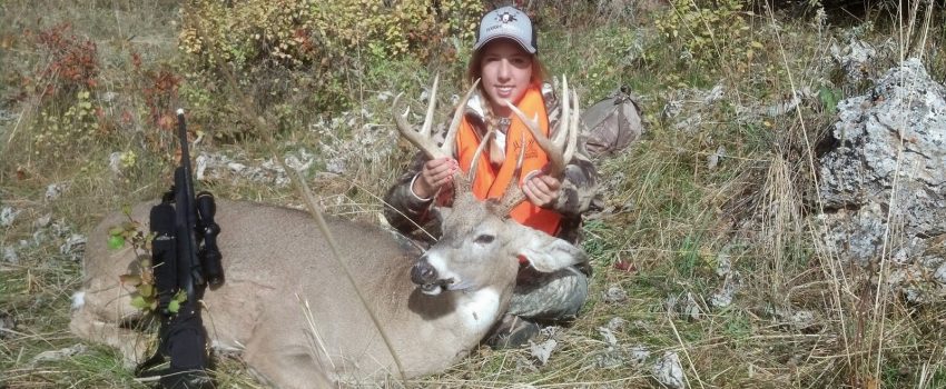Persistence paid off for young Jenna, who took a great buck.