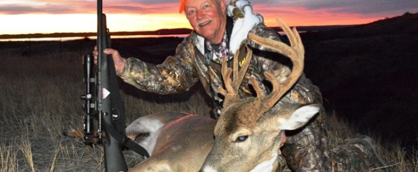 The author took this most unusual non-typical , stag whitetail buck in the Dakotas.
